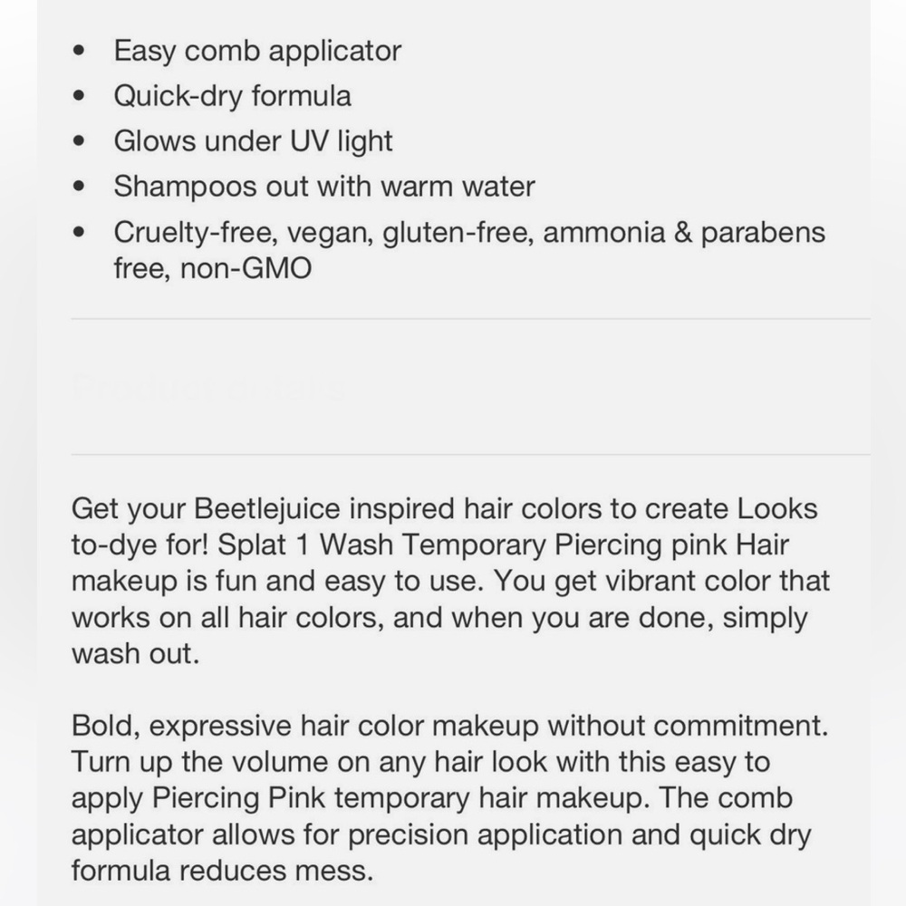 SPLAT Beetlejuice Beetlejuice 1-Wash Temporary Hair Dye Piercing Pink, NEW - Picture 6 of 8